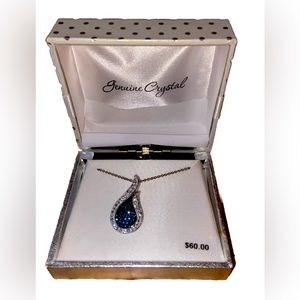 Genuine Crystal Blue And White Teardrop Necklace New In Box Perfect 4 Christmas